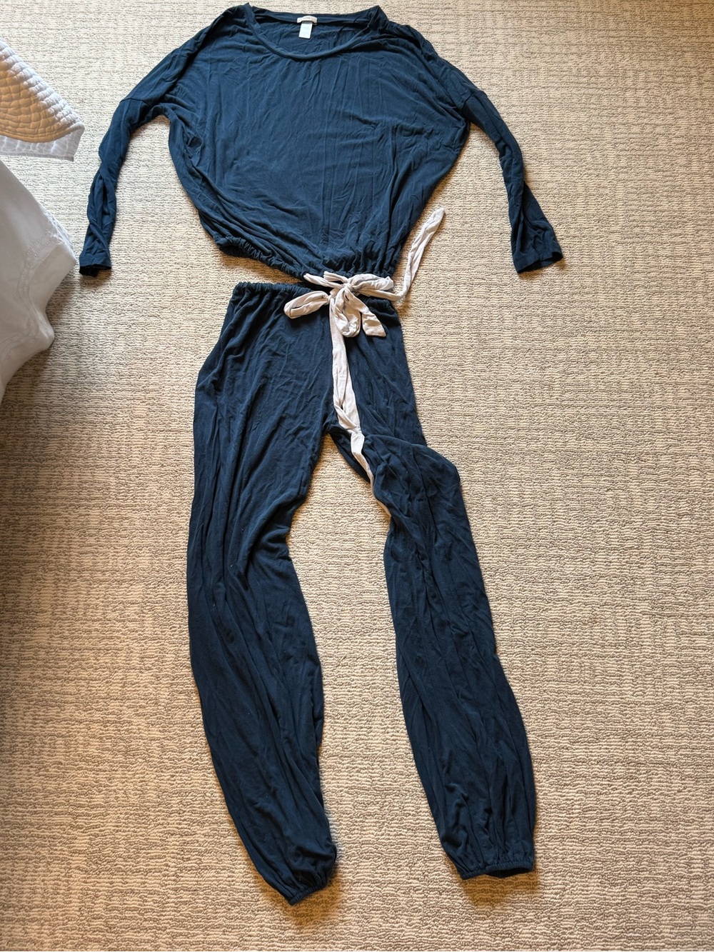 Eberjey Deep Blue Relaxed Scoop Neck PJ set Size Small